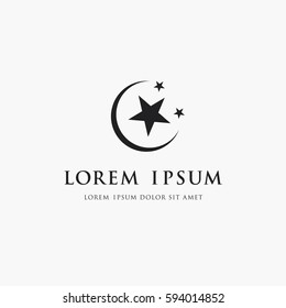 Moon and stars logo. Islam symbol