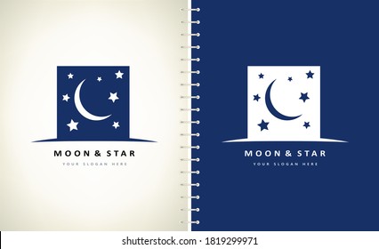 moon and stars logo vector space design