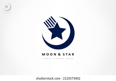 moon and stars logo vector space design