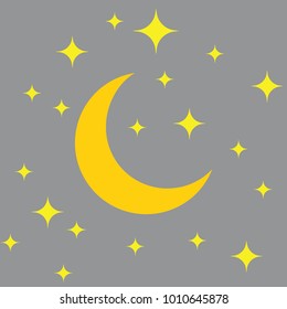 moon and stars in midnight 