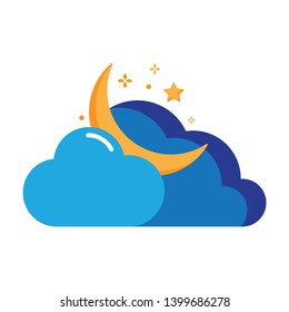 Moon and stars in midnight vector illustration EPS 10