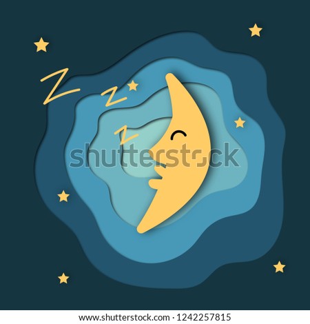 Moon Stars Midnight Wallpaper Paper Art Stock Vector Royalty Free