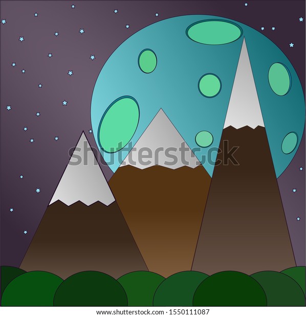 moon stars mountains space\
planet