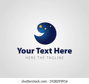 Moon and stars in navy blue sky. Crescent Ready logo