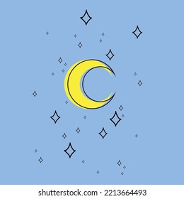 Moon and stars of night 