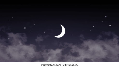 luna y estrellas en el fondo de la noche diseño de Vector