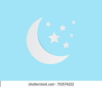 Moon and Stars Night concept, Vector illustration.