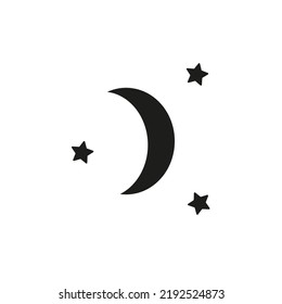 Moon and stars at night flat vector icon