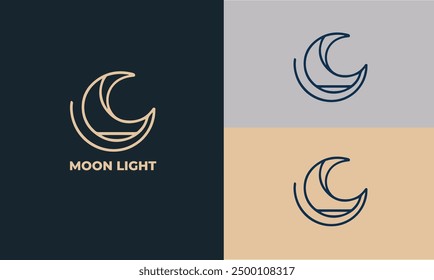 Moon and Stars, at night flat vector icon, set on different backgrounds. EPS10.