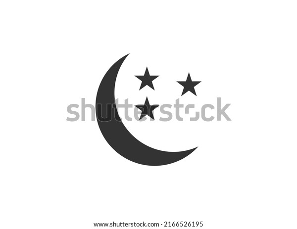 Moon and stars at night flat vector icon\
illustration isolated on white\
background