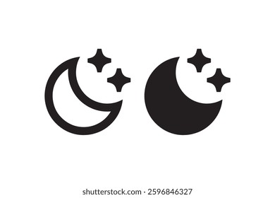 Moon and stars night icon Vector