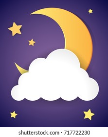 Moon and stars at night illustration