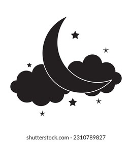 Moon and stars night sky icon