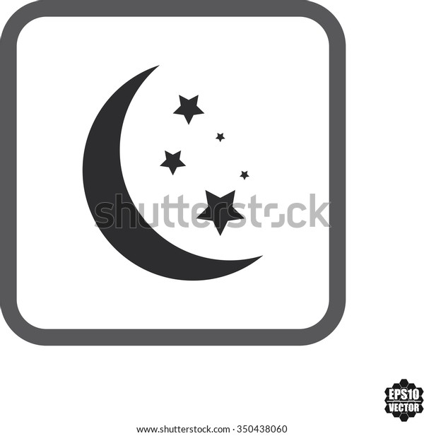 Moon And Stars At Night Symbol And\
Icons Set On White Background . Vector\
illustration.