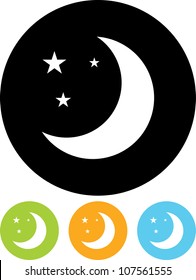 Moon and stars at night - Vector icon isolated