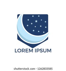 Moon, Stars and night vector logo design. Night Logo Design template.