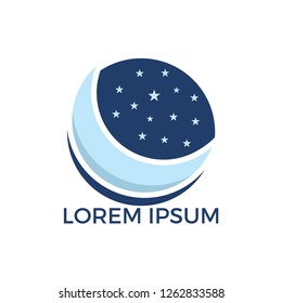 Moon, Stars and night vector logo design. Night Logo Design template.