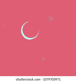 Moon and stars on background from cartoon