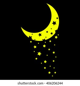 moon and stars on a black background