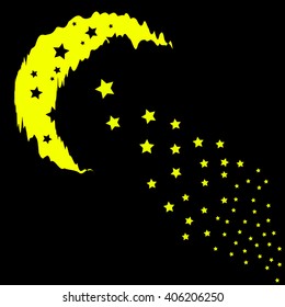moon and stars on a black background