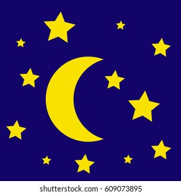 moon and stars on a black background