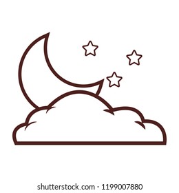 Moon and stars on cloud