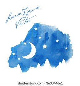the moon   stars painted watercolor background