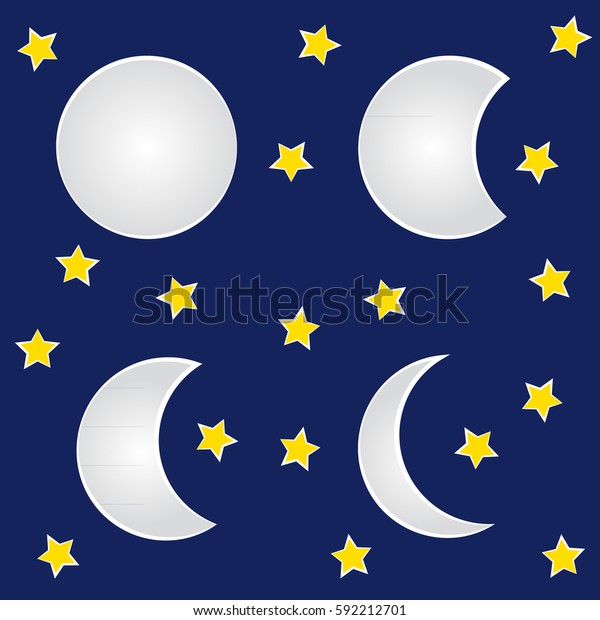 Moon\
with stars on white background. Vector\
illustration.