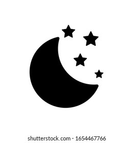 Moon with stars outline icon isolated. Symbol, logo illustration for mobile concept and web design.