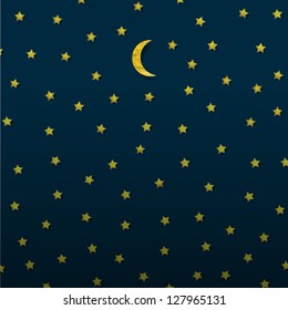 Moon and stars from paper. Vector eps10