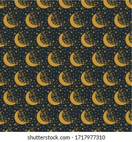 Moon and stars Pattern Background
