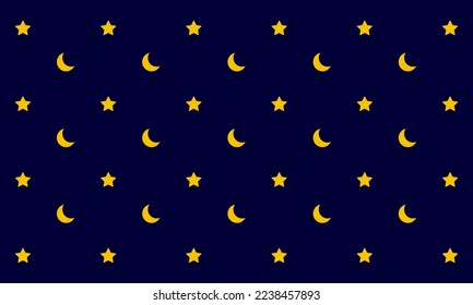 Moon and stars pattern background. Vector illustration.