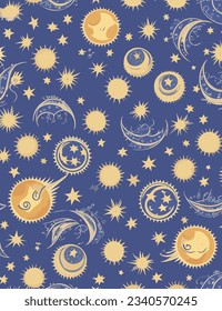 Moon and Stars pattern for scarf or hijab scarf printing