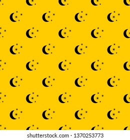 Moon and stars pattern seamless vector repeat geometric yellow for any design