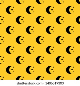 Moon and stars pattern seamless vector repeat geometric yellow for any design