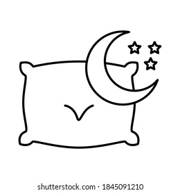moon with stars and pillow insomnia line style icon vector illustration design