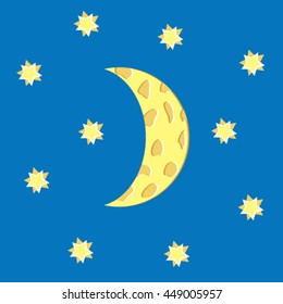 Moon, stars, planet