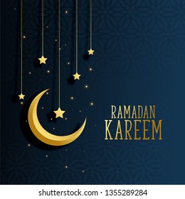 moon and stars ramadan kareem background