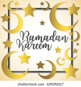 Moon and stars Ramadan Kareem (Generous Ramadan) card in vector format.