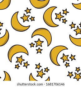 Luna y estrellas de forma transparente, dibujo vectorial