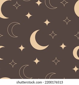 Moon and stars seamless pattern