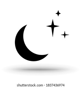 Moon and stars silhouette. Vector illustration.