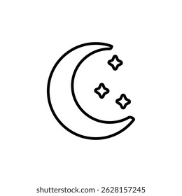 Moon and stars simple line drawing.