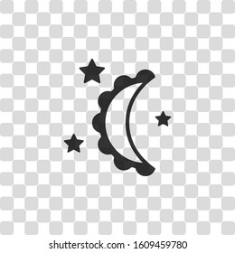 moon and stars. simple silhouette. Black symbol on transparency grid