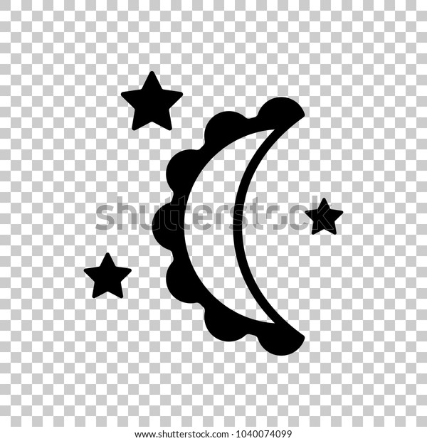 moon and stars. simple silhouette. On\
transparent background.
