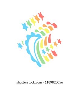 moon and stars. simple silhouette. Stack of colorful isometric icons on white background