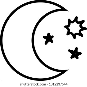 Moon and stars, Sleep, dreams icon.