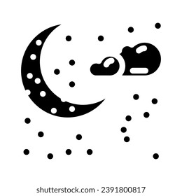 moon and stars sleep night glyph icon vector. moon and stars sleep night sign. isolated symbol illustration