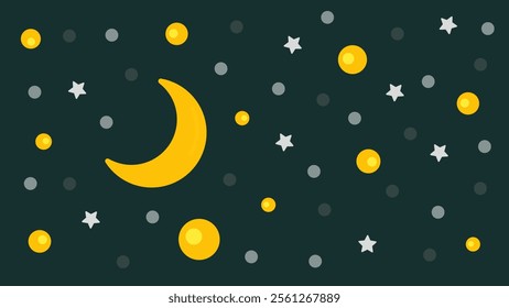 Moon, Stars, space and Sky Seamless Pattern. illustration of space exploration. 