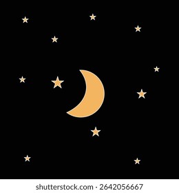 Moon with stars. Star icon set. Crescent moon and clouds vector. Night sky background icon. Realistic astrology. Night with moon and star. Universe vector icon. Moon star and dark night vector icon.